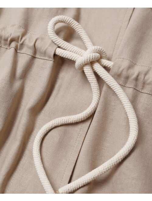 MANGO Women's Belt Linen Jumpsuit
