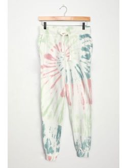 Z Supply The Multi Color White Tie-Dye Joggers