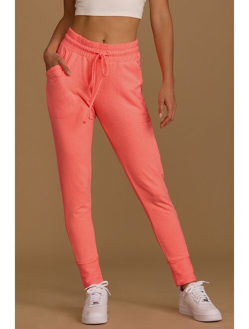 Sunny Neon Coral Skinny Jogger Sweatpants
