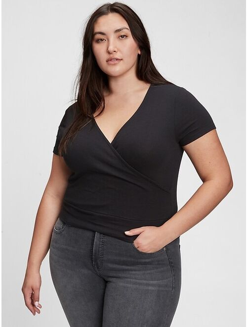 GAP Wrap-Front Short Sleeve Cropped T-Shirt
