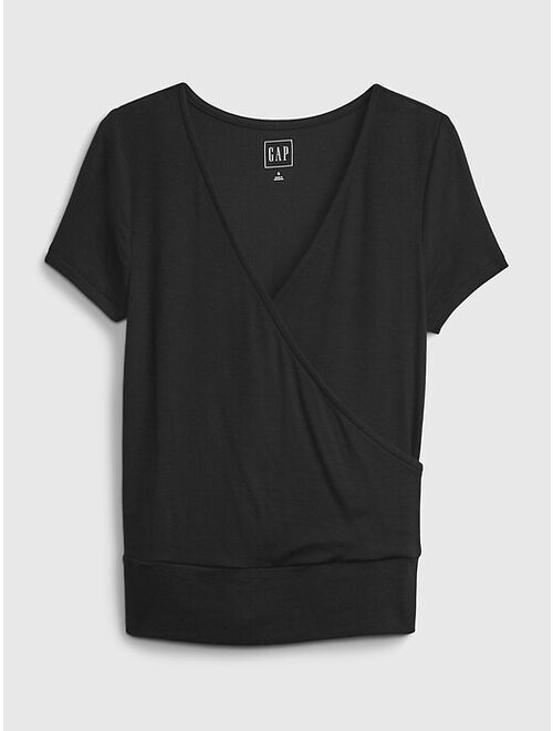 GAP Wrap-Front Short Sleeve Cropped T-Shirt
