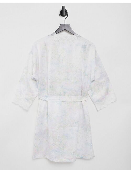 Polo Ralph Lauren Lauren by Ralph Lauren short satin kimono robe in multi floral