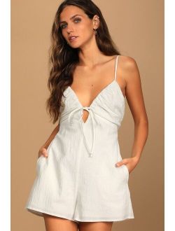 Soaking Up the Summertime White Tie-Back Skort Romper