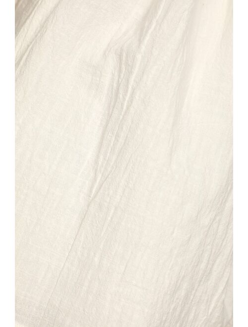 Lulus Soaking Up the Summertime White Tie-Back Skort Romper