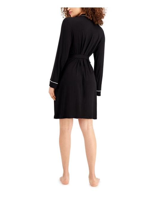 Alfani Women's Contrast Trim Short Robe, Created for Macy's