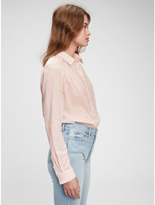 GAP Pleated Popover Long Sleeve Top