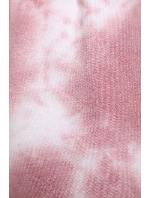 Lulus Cozy Livin' Rose Pink Tie-Dye Twist-Front Crop Top