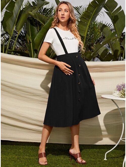 SHEIN Maternity Button Front Pinafore Skirt