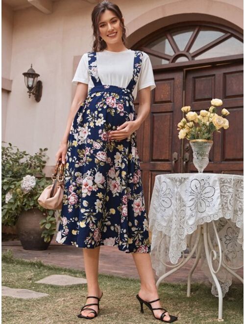 SHEIN Maternity Floral Suspender Skirt Without Top