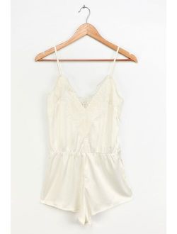 Be My Love White Satin Lace Lounge Romper
