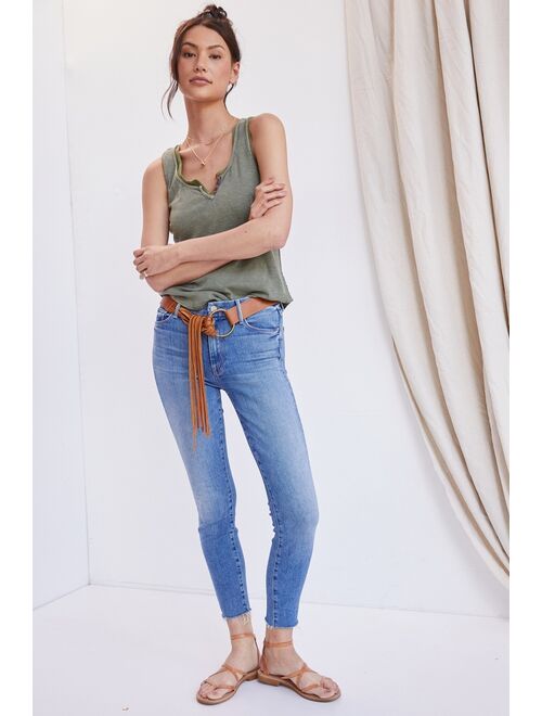 MOTHER High-Rise Frayed Skinny Ankle Jeans