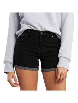 Mid-Length Cuffed Jean Shorts
