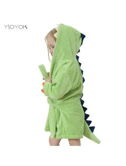 Cartoon Dinosaur Children Bathrobes Baby Kids Pajamas Hooded Beach Towel Bathrobe Soft Bath Robe Toddler Boys Girls Robes Gown