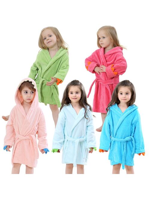 Cartoon Dinosaur Children Bathrobes Baby Kids Pajamas Hooded Beach Towel Bathrobe Soft Bath Robe Toddler Boys Girls Robes Gown