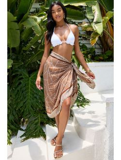 Shape Things Up Brown Print Swim Cover-Up Scarf