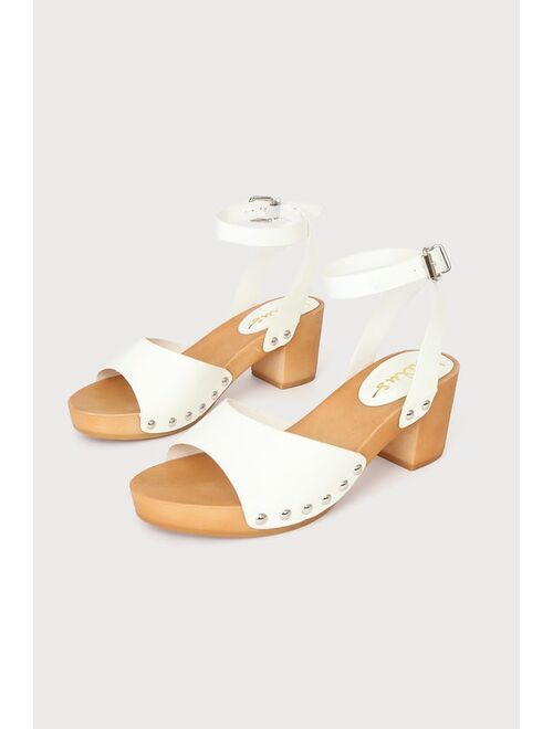 Lulus Sansa White Ankle Strap Platform Sandals