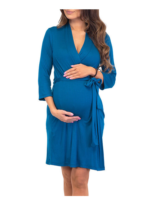 Mother Bee Maternity Teal Coordinating Maternity Robe & Gown