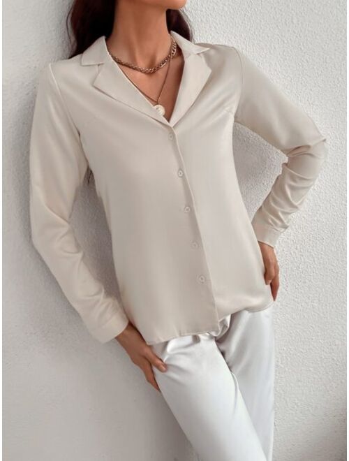 Shein Solid Button Front Blouse