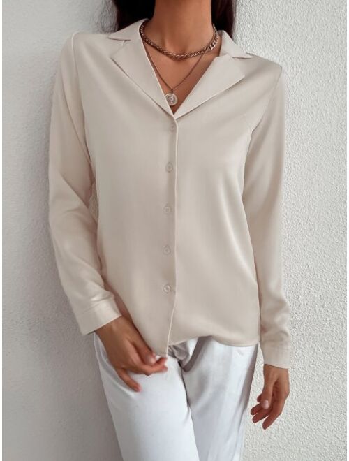 Shein Solid Button Front Blouse