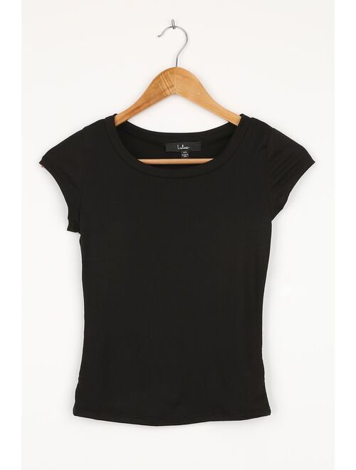 Lulus Better Basic Black Cap Sleeve Tee