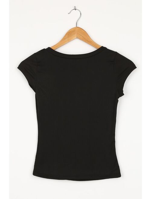 Lulus Better Basic Black Cap Sleeve Tee