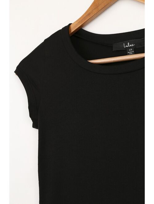 Lulus Better Basic Black Cap Sleeve Tee