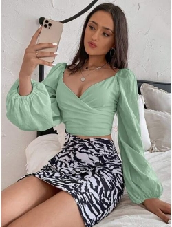 Solid Shirred Back Crop Blouse