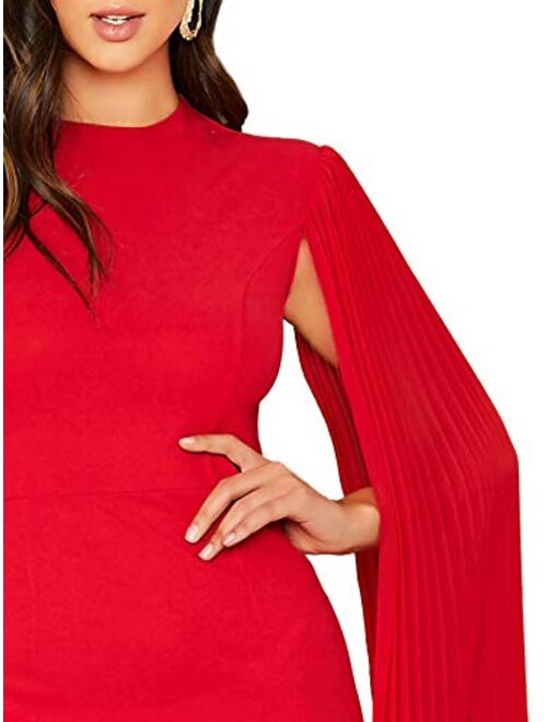 SheIn Women's Elegant Cloak Sleeve Mini Bodycon Cape Dress Plain
