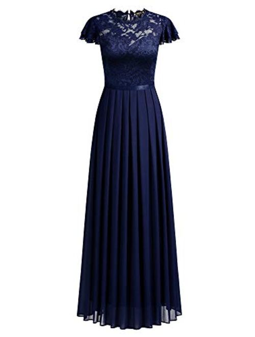 Miusol Women's Retro Ruffle Style Bridesmaid Maxi Dress