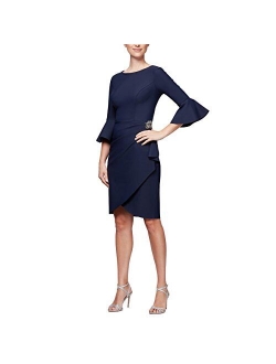 Slimming Short Dress with Bell Sleeves (Petite and Regular)