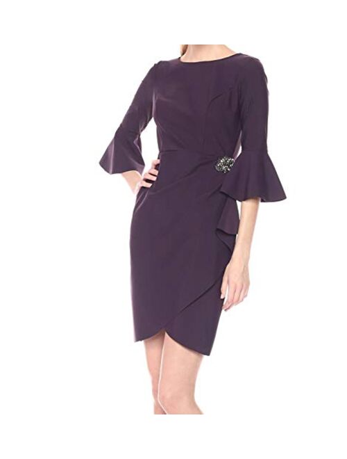 Alex Evenings Slimming Short Dress with Bell Sleeves (Petite and Regular)