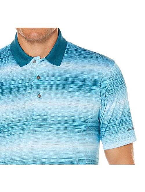 Ben Hogan Men's Performance Short Sleeve Printed Golf Polo Shirt W/moisture Wick Fabric (printed Virtual Stripe Teal, Medium M, 38/40)