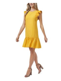 CeCe Ruffled Flutter-Sleeve Dress