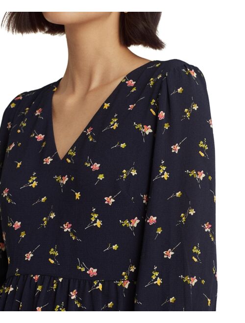 Polo Ralph Lauren Floral Crepe Bishop-Sleeve Dress