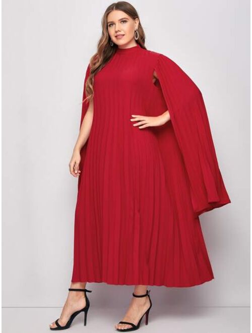 SHEIN Plus Pleated Solid Cape Dress