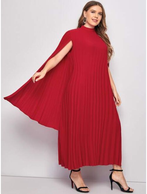 SHEIN Plus Pleated Solid Cape Dress