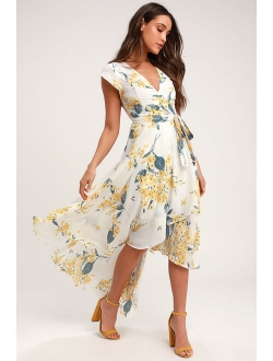 French Countryside Blush Floral Print High-Low Dress