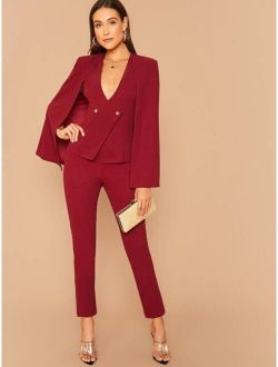 Double Breasted Cape Blazer and Tailored Pants Set