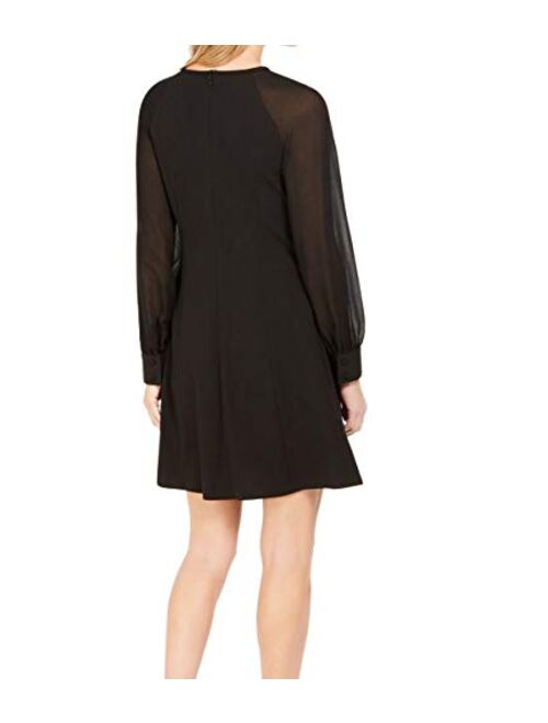 Calvin Klein Women's A-line Dress with Illusion Cuff Sleeve