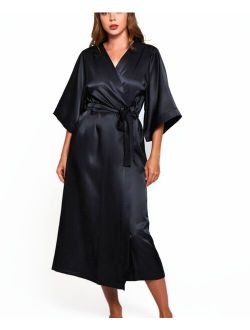 iCollection Women's Luxury Long Robe with Kimono Style Sleeves