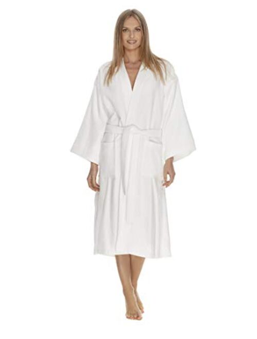 Womens Terry Cloth Bathrobe by Boca Terry, Cotton Spa Robes, Plush White Hotel Bath Robe, M/L & 2X
