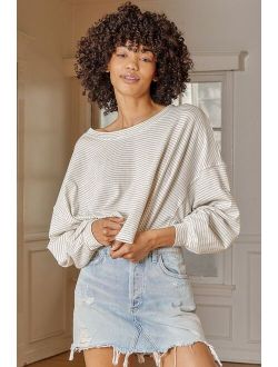 Boost Your Style Ivory Striped Long Sleeve Top