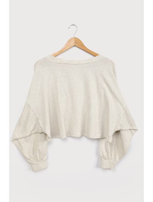 Lulus Boost Your Style Ivory Striped Long Sleeve Top