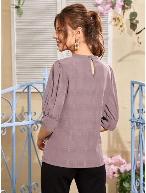 Shein Mock Neck Keyhole Back Blouse