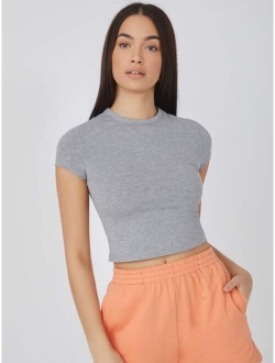 BASICS Cap Sleeve Solid Crop Top