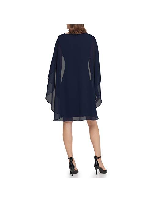 DKNY Women's Scuba Crepe Sheath Cape Dress