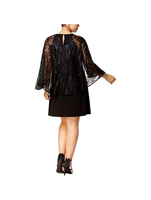 Calvin Klein G III Apparel Group Sequined Lace Capelet Dress