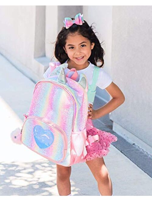 mibasies Kids Unicorn Backpack with Lunch Box for Girls Rainbow School Bag