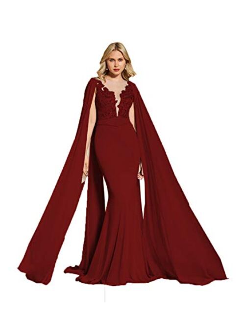 SDRESS Women/'s Off The Shoulder Long Prom Dress with Sleeves Lace Applique Beaded Evening Gown
