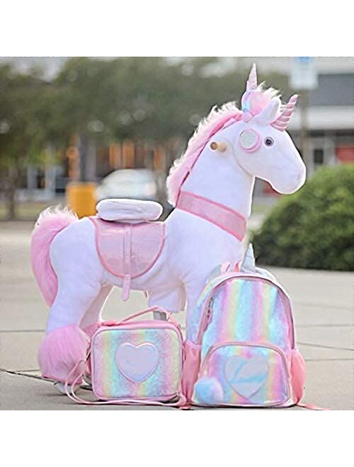 mibasies Kids Unicorn Backpack with Lunch Box for Girls Rainbow School Bag